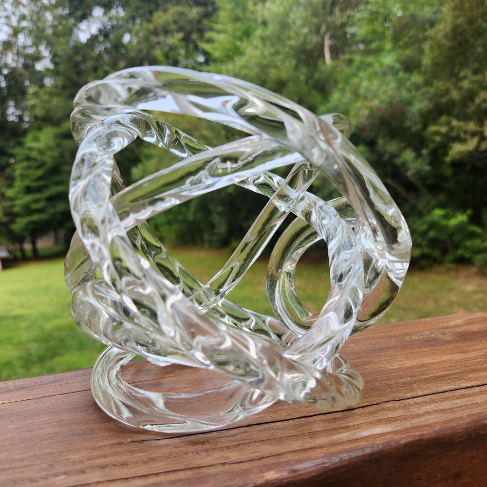 Murano Clear Glass Twisted Knot Sculpture